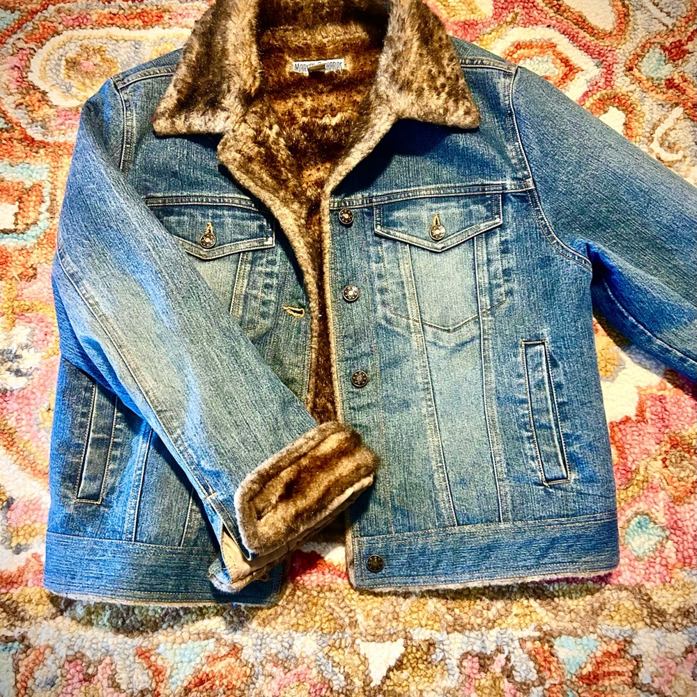 Marvin Richards Jean Jacket with faux-fur lining, collar and wrists